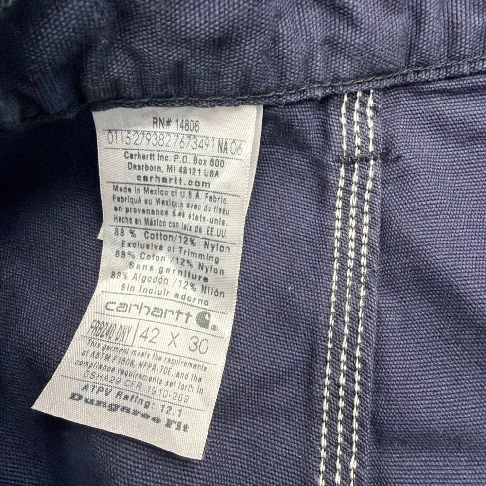 Carhartt FR Cargo Work Pants HRC 2 Mens 42x30 Navy Blue (FRB240-DNY)